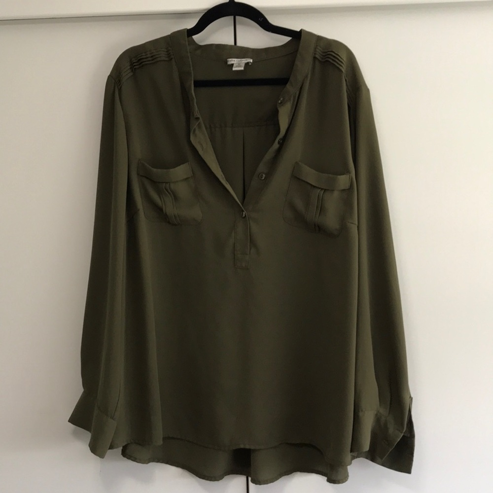 Olive green long sleeve blouse